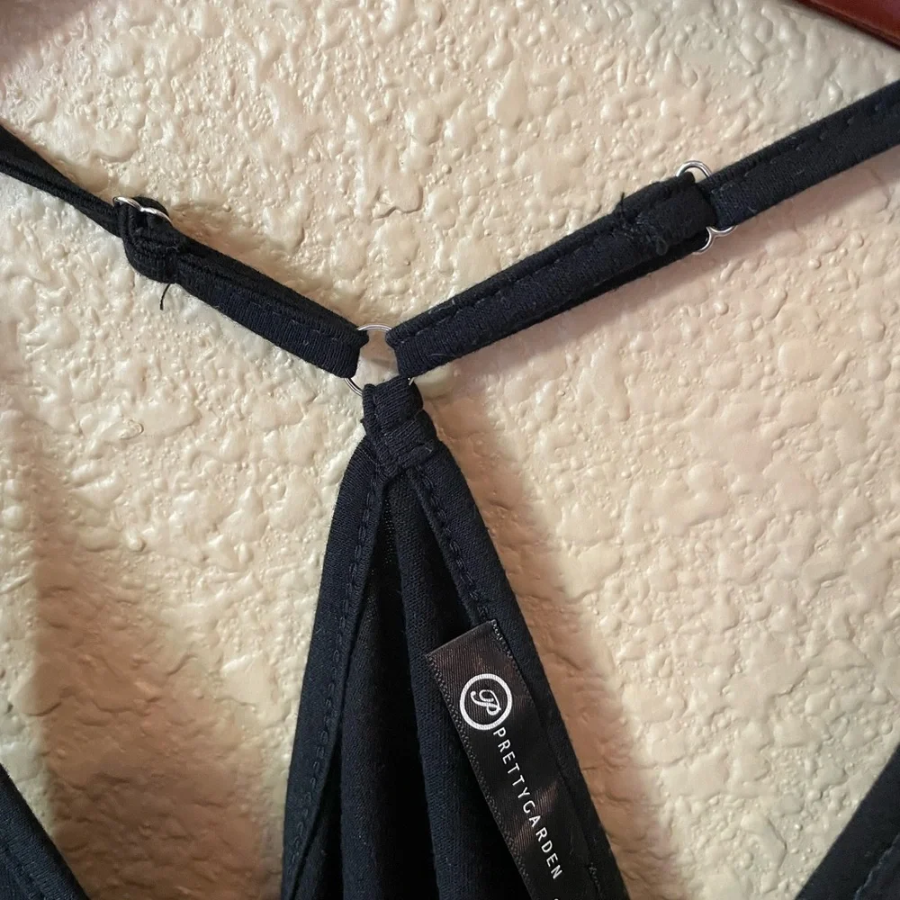 🤍 Black Jumpsuit V Neck Sleeveless One Piece Pants Romper w/Pockets 🤍 - Picture 11 of 12